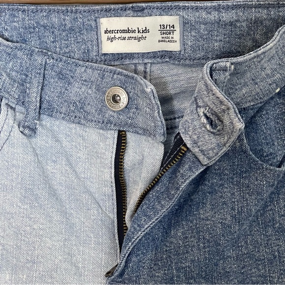 Abercrombie Girls High Rise Straight Colorblock Blue Denim Jeans Size 13 / 14 - Picture 7 of 11